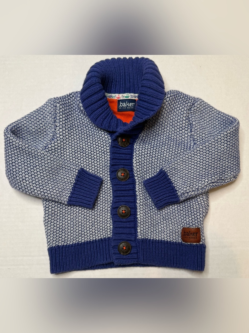 Baker by Ted Baker Baby Cardigan Sweater 6–12M Blue Cotton Knit Button Front